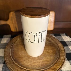 RAE DUNN "COFFEE" 8.5" White Cellar canister
